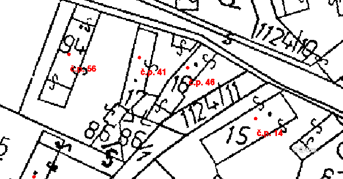 Žandov 46, Chlístovice na parcele st. 16 v KÚ Žandov, Katastrální mapa