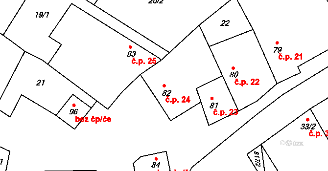 Dolní Bolíkov 24, Cizkrajov na parcele st. 82 v KÚ Dolní Bolíkov, Katastrální mapa