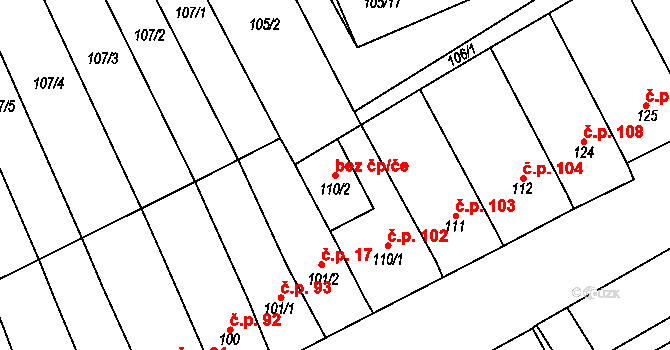 Ivančice 155897624 na parcele st. 110/2 v KÚ Letkovice, Katastrální mapa