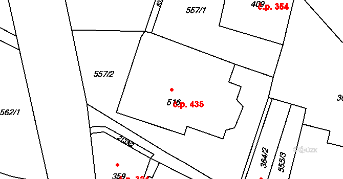 Dolní Podluží 435 na parcele st. 516 v KÚ Dolní Podluží, Katastrální mapa