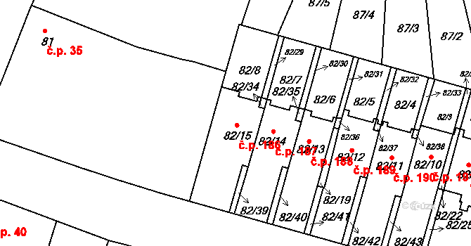Klokoty 186, Tábor na parcele st. 82/15 v KÚ Klokoty, Katastrální mapa