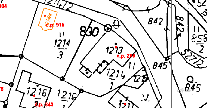 Rychnov u Jablonce nad Nisou 255 na parcele st. 1213 v KÚ Rychnov u Jablonce nad Nisou, Katastrální mapa