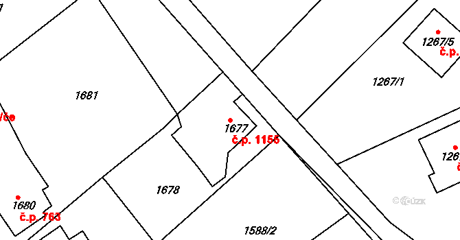 Smržovka 1155 na parcele st. 1677 v KÚ Smržovka, Katastrální mapa