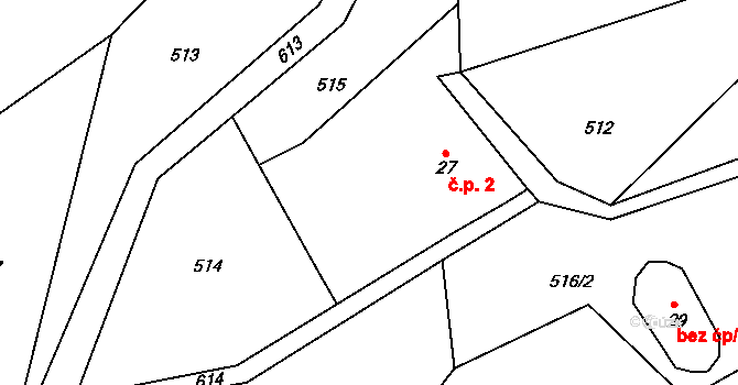 Lohenice 2, Koberovice na parcele st. 27 v KÚ Lohenice, Katastrální mapa