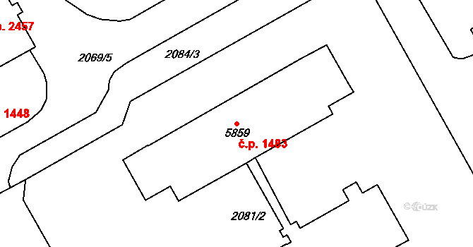 Cheb 1483 na parcele st. 5859 v KÚ Cheb, Katastrální mapa