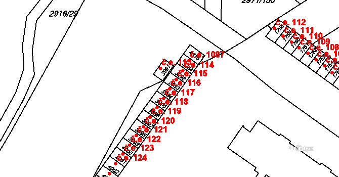 Kuřim 116 na parcele st. 3994 v KÚ Kuřim, Katastrální mapa
