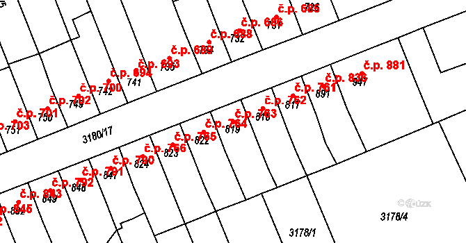 Česká Třebová 763 na parcele st. 819 v KÚ Česká Třebová, Katastrální mapa
