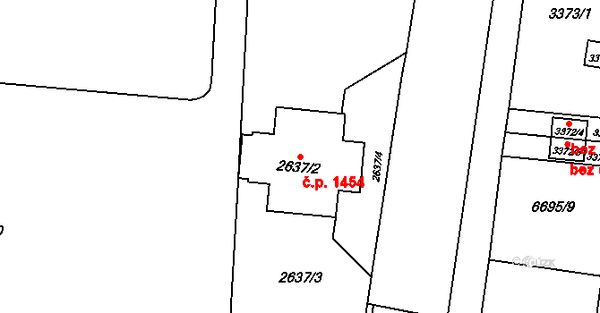 Prostějov 1454 na parcele st. 2637/2 v KÚ Prostějov, Katastrální mapa