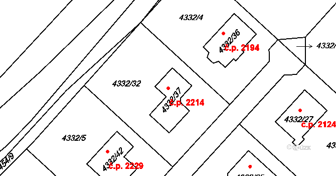 Zábřeh 2214 na parcele st. 4332/37 v KÚ Zábřeh na Moravě, Katastrální mapa