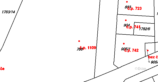 Slaný 1109 na parcele st. 766 v KÚ Slaný, Katastrální mapa