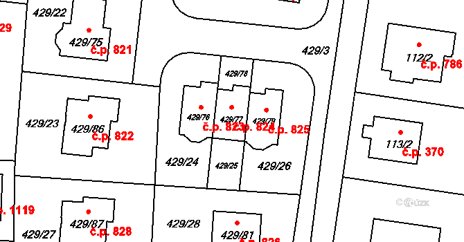 Slivenec 824, Praha na parcele st. 429/77 v KÚ Slivenec, Katastrální mapa