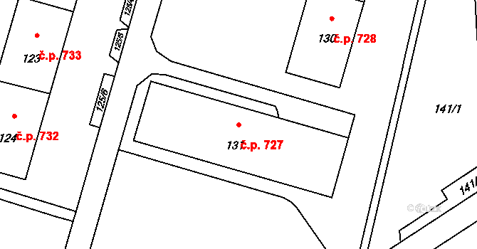 Lutyně 727, Orlová na parcele st. 131 v KÚ Horní Lutyně, Katastrální mapa