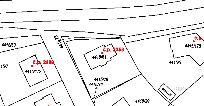 Boskovice 2353 na parcele st. 4415/61 v KÚ Boskovice, Katastrální mapa