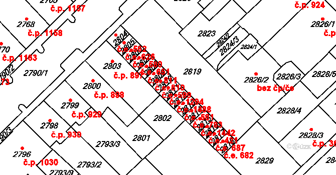 Chomutov 1294 na parcele st. 2811 v KÚ Chomutov I, Katastrální mapa