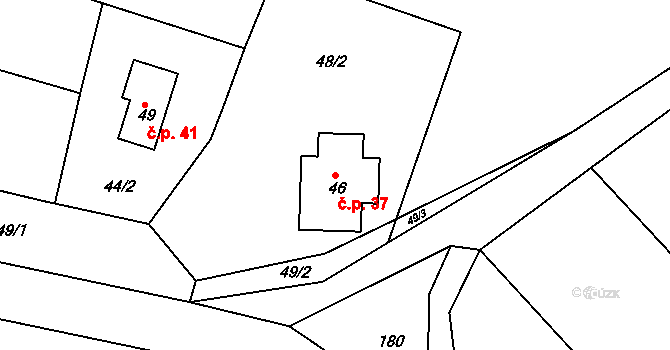 Popovice 37, Třesovice na parcele st. 46 v KÚ Popovice u Nechanic, Katastrální mapa