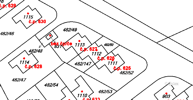 Nehvizdy 626 na parcele st. 1112 v KÚ Nehvizdy, Katastrální mapa