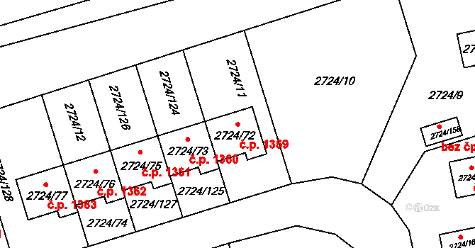 Kylešovice 1359, Opava na parcele st. 2724/72 v KÚ Kylešovice, Katastrální mapa