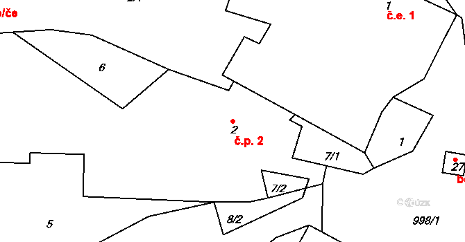 Smrkovec 2, Hradešice na parcele st. 2 v KÚ Smrkovec u Hradešic, Katastrální mapa