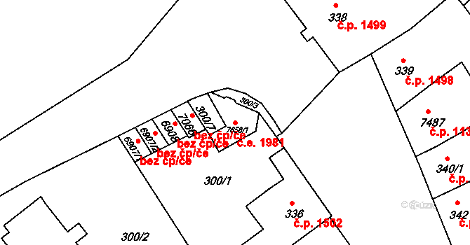 Kroměříž 1981 na parcele st. 7658/1 v KÚ Kroměříž, Katastrální mapa