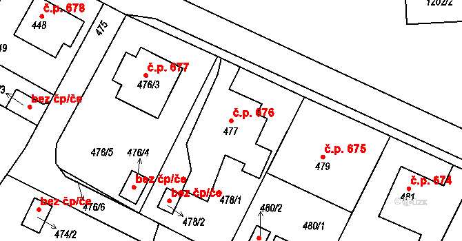 Bystřice nad Pernštejnem 676 na parcele st. 477 v KÚ Bystřice nad Pernštejnem, Katastrální mapa