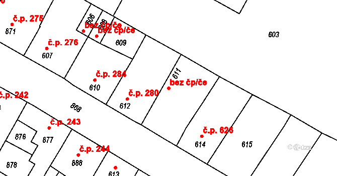 Troubky 38134624 na parcele st. 611 v KÚ Troubky nad Bečvou, Katastrální mapa