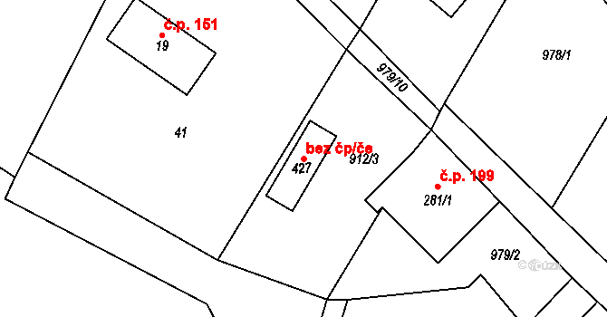 Bozkov 38869624 na parcele st. 427 v KÚ Bozkov, Katastrální mapa