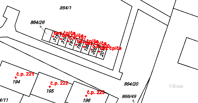 Libochovany 41078624 na parcele st. 201 v KÚ Libochovany, Katastrální mapa
