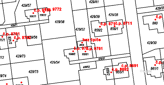 Otrokovice 41194624 na parcele st. 2613 v KÚ Otrokovice, Katastrální mapa