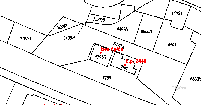 Uherský Brod 42803624 na parcele st. 1795/2 v KÚ Uherský Brod, Katastrální mapa