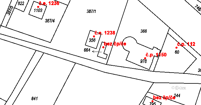 Kamenice 43393624 na parcele st. 664 v KÚ Ládví, Katastrální mapa