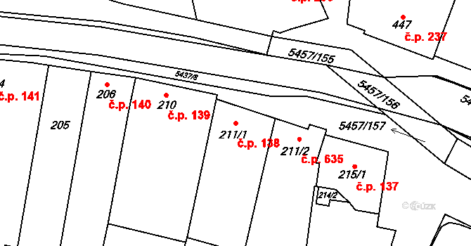 Polešovice 138 na parcele st. 211/1 v KÚ Polešovice, Katastrální mapa