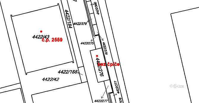Brno 49440624 na parcele st. 4422/276 v KÚ Líšeň, Katastrální mapa