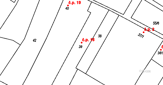 Volevčice 15 na parcele st. 39 v KÚ Volevčice, Katastrální mapa