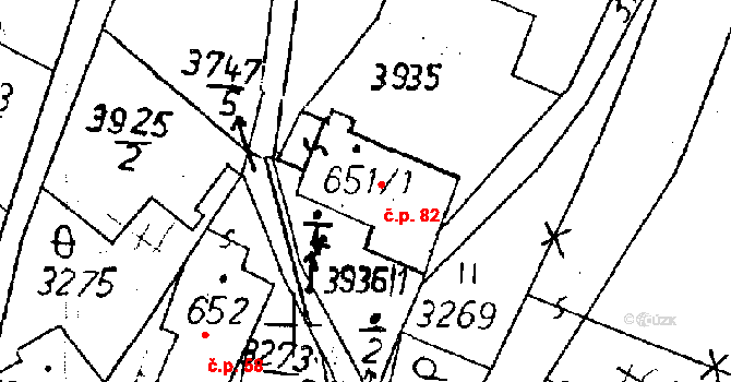 Cvikov II 82, Cvikov na parcele st. 651/1 v KÚ Cvikov, Katastrální mapa