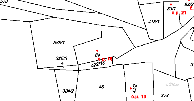 Žlebská Lhotka 18, Žlebské Chvalovice na parcele st. 64 v KÚ Žlebské Chvalovice, Katastrální mapa