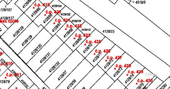 Choceňské Předměstí 425, Vysoké Mýto na parcele st. 4128/70 v KÚ Vysoké Mýto, Katastrální mapa