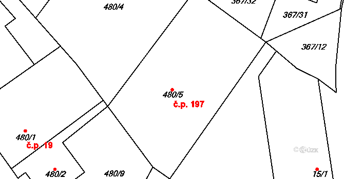 Mikovice 197, Kralupy nad Vltavou na parcele st. 480/5 v KÚ Mikovice u Kralup nad Vltavou, Katastrální mapa