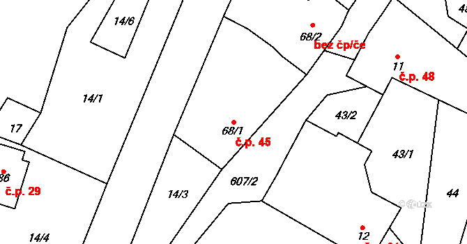 Holkovice 45, Chanovice na parcele st. 68/1 v KÚ Holkovice, Katastrální mapa