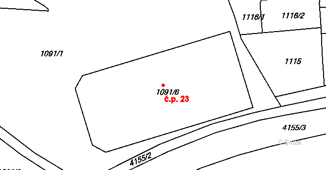 Pražské Předměstí 23, Jaroměř na parcele st. 1091/6 v KÚ Jaroměř, Katastrální mapa