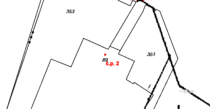 Otovice 2 na parcele st. 89 v KÚ Otovice u Broumova, Katastrální mapa