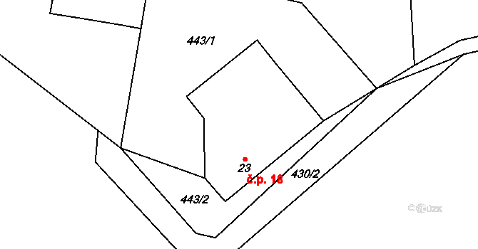 Tukleky 18, Senožaty na parcele st. 23 v KÚ Tukleky, Katastrální mapa