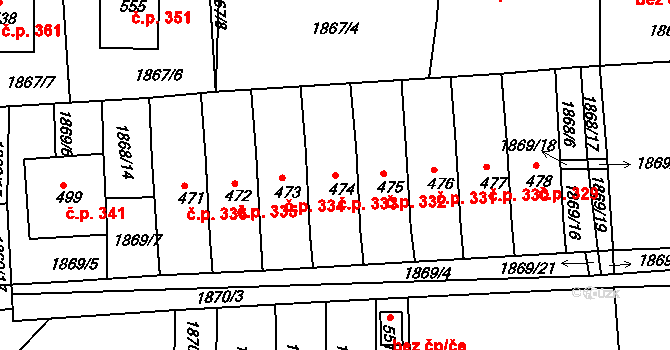 Merklín 333 na parcele st. 474 v KÚ Merklín u Přeštic, Katastrální mapa