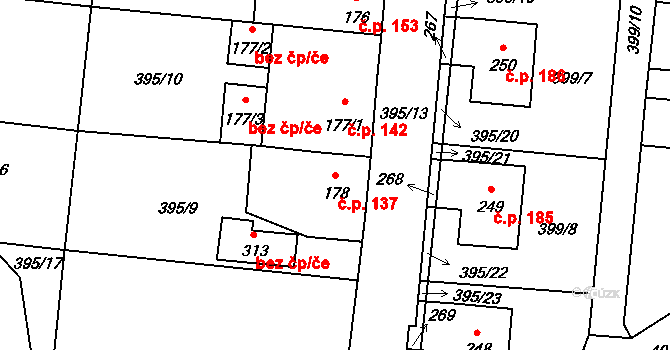 Měcholupy 137 na parcele st. 178 v KÚ Měcholupy u Žatce, Katastrální mapa