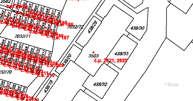 Žatec 2620,2621 na parcele st. 3503 v KÚ Žatec, Katastrální mapa