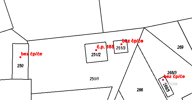Lhota Rapotina 165 na parcele st. 251/2 v KÚ Lhota Rapotina, Katastrální mapa