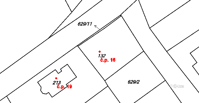 Borek 16, Horka I na parcele st. 132 v KÚ Horka u Žehušic, Katastrální mapa