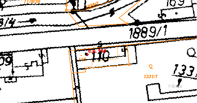 Přerov nad Labem 194 na parcele st. 110 v KÚ Přerov nad Labem, Katastrální mapa