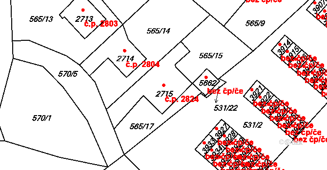 Jablonec nad Nisou 2824 na parcele st. 2715 v KÚ Jablonec nad Nisou, Katastrální mapa