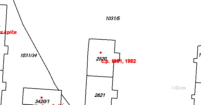 Nymburk 1981,1982 na parcele st. 2820 v KÚ Nymburk, Katastrální mapa