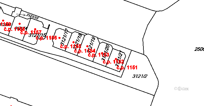 Lyžbice 1152, Třinec na parcele st. 3121/20 v KÚ Lyžbice, Katastrální mapa